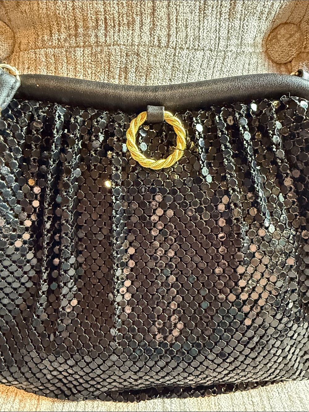Whiting & Davis Black Enamel Mesh Evening Bag - Picture 2 of 4
